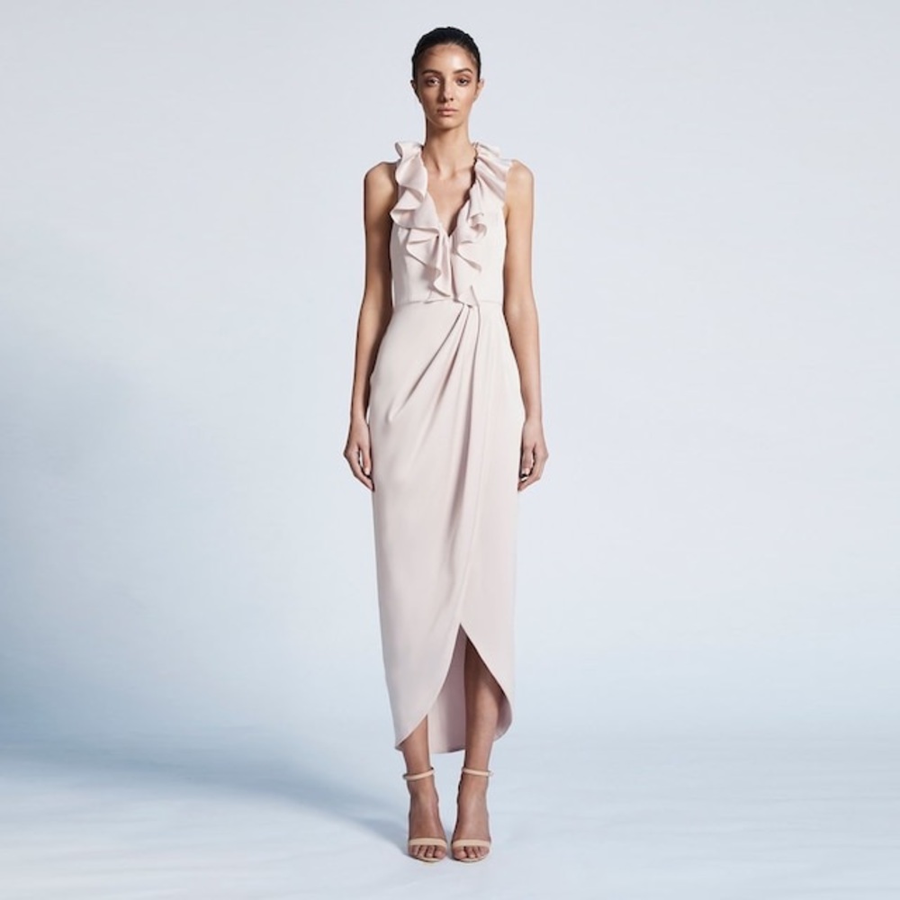 Revolve Shona Joy Plunged Frill Dress